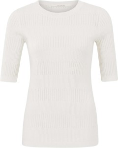 Crewneck sweater short sleeves wool white