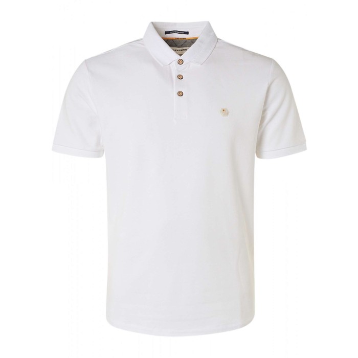 Polo pique stretch stone washed org white