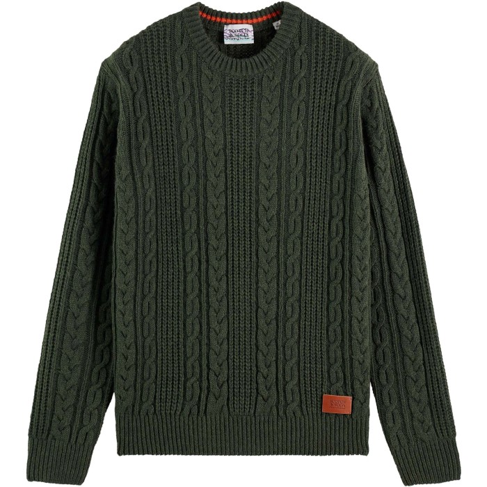 Wool-blend structure knit sweater military