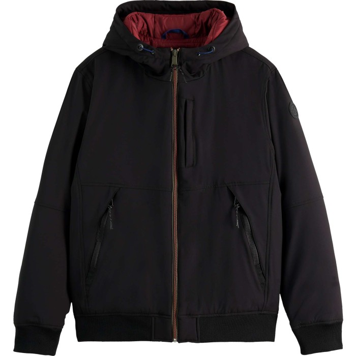 Hooded jacket with stretch black