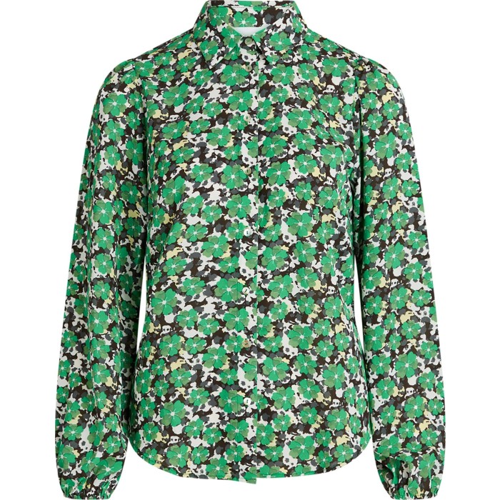 Ebbey-sh39 shirt green flower