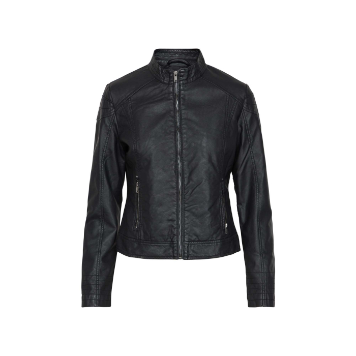 Daily fake leather jacket black